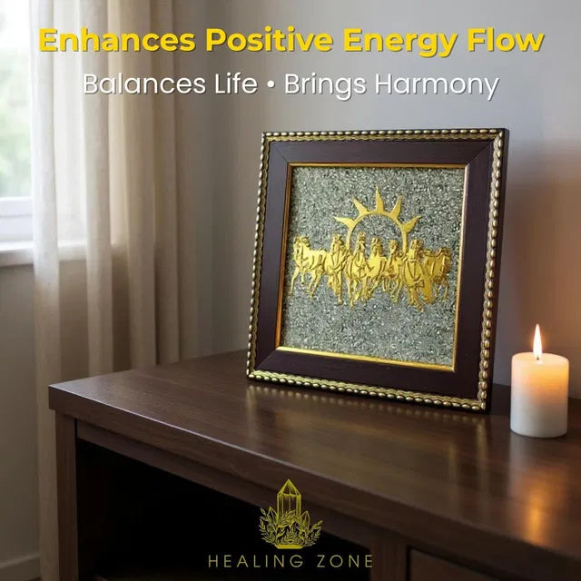 7 Horses Raw Pyrite Frame (Now with Free Vastu Guide)