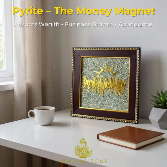 7 Horses Raw Pyrite Frame (Now with Free Vastu Guide)